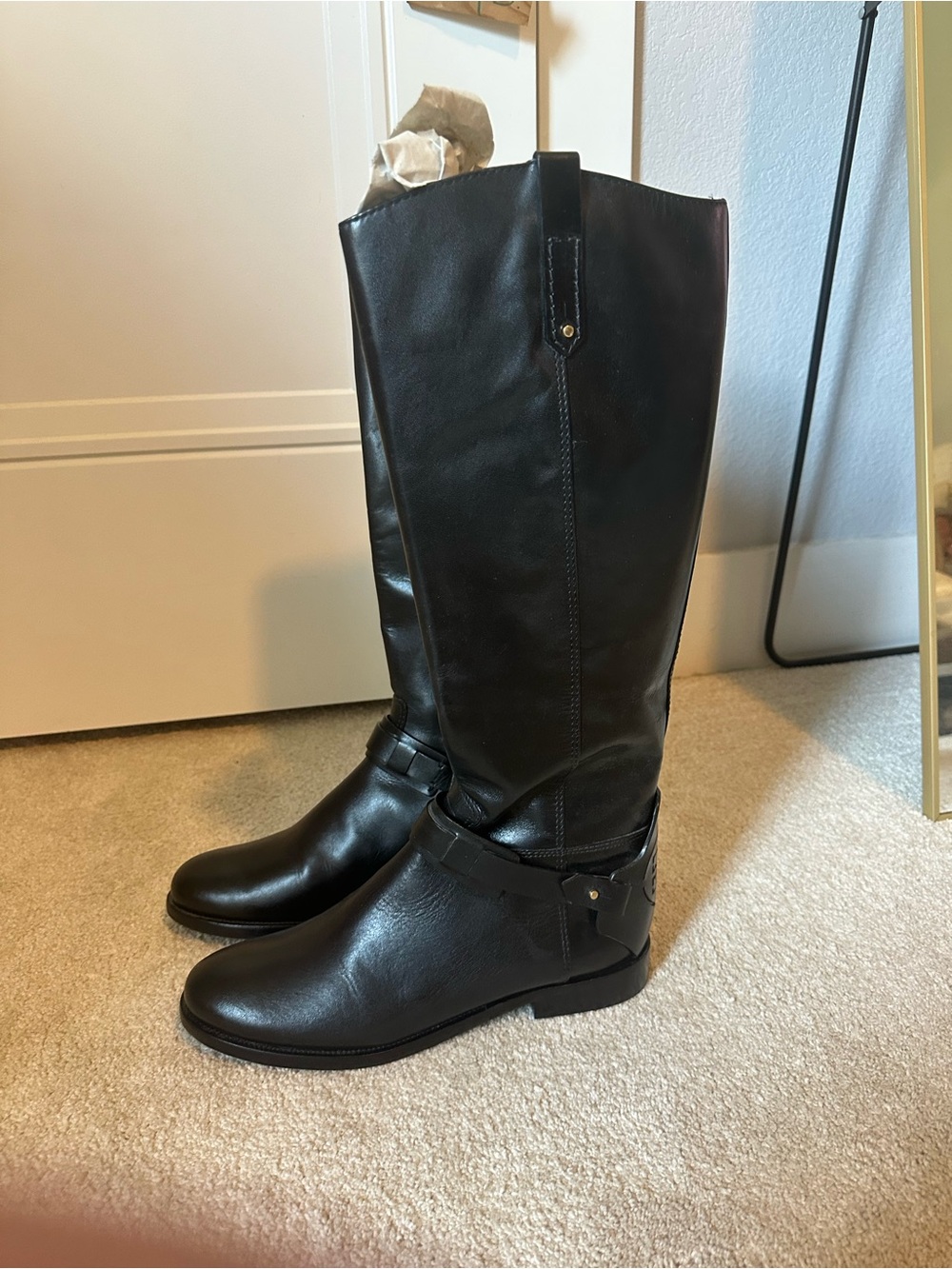 Tory Burch Black Leather Over-the-Knee Riding Boots